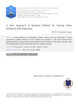 A New Approach of Iteration Method for Solving Some Nonlinear Jerk Equations