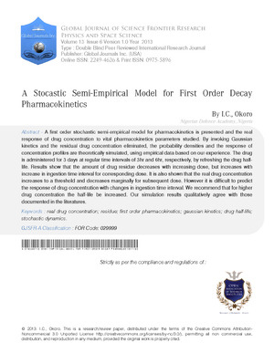 A Stocastic Semi-Empirical Model for First Order Decay Pharmacokinetics