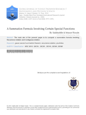 A Summation Formula Involving Certain Special Functions