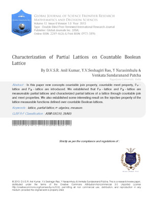 Characterization of Partial Lattices on Countable Boolean Lattice