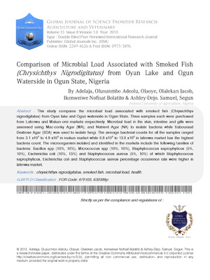 Comparison of Microbial Load Associated with Smoked Fish (Chrysichthys Nigrodigitatus) from Oyan Lake and Ogun Waterside in Ogun State, Nigeria