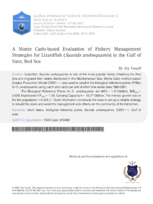 A Monte Carlo-based Evaluation of Fishery Management Strategies for Lizardfish (Saurida undosquamis) in the Gulf of Suez, Red Sea