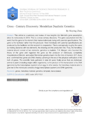 Cross - Century Discovery: Mendelian Dualistic Genetics