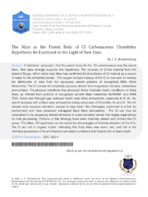 The Mars as the Parent Body of CI Carbonaceous Chondrites Hypothesis Re-Examined in the Light of New Data