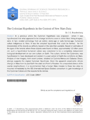 The Cydonian Hypothesis in the Context of New Mars Data