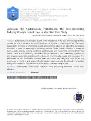 Assessing the Sustainability Performance, the Food-Processing Industry through Causal Loop: A Mauritian case study
