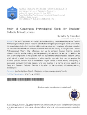 Study of Convergent Praxeological Needs for Teachers Didactic iInfrastructures