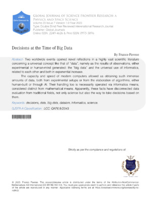 Decisions at the time of Big Data