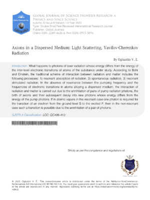 Axions in a Dispersed Medium: Light Scattering, Vavilov-Cherenkov Radiation