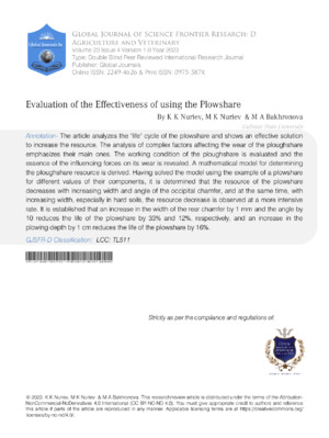 Evaluation of the Effectiveness of using the Plowshare