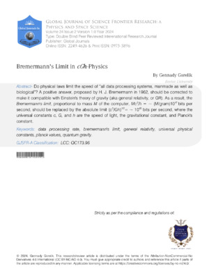 Bremermanns Limit in cGh-Physics