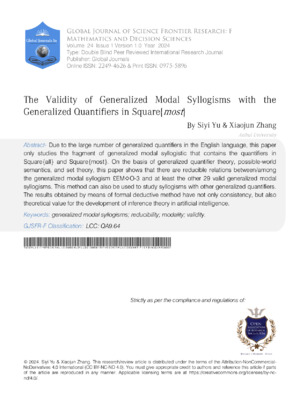 The Validity of Generalized Modal Syllogisms with the Generalized Quantifiers in Square{most}
