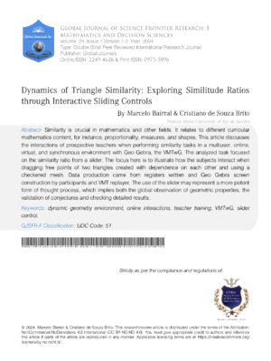 Dynamics of Triangle Similarity: Exploring Similitude Ratios through  Interactive Sliding Controls