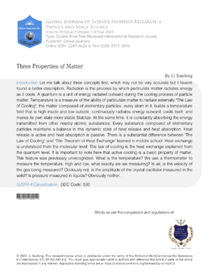 Three Properties of Matter