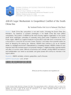 ASEAN Legal Mechanism in Geopolitical Conflict of the South China Sea