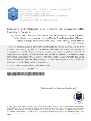 Innovative and Affordable Feed Solutions for Enhancing Cattle Finishing in Tanzania