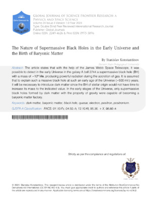 The Nature of Supermassive Black Holes in the Early Universe and the Birth of Baryonic Matter