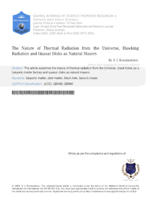 The nature of thermal radiation from the Universe, Hawking radiation and quasar disks as natural masers