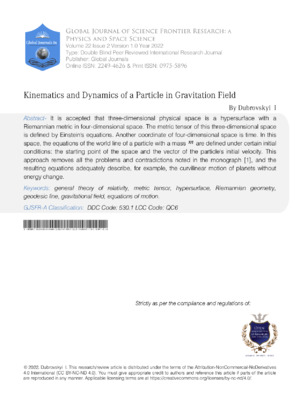 Kinematics and Dynamics of a Particle in Gravitation Field