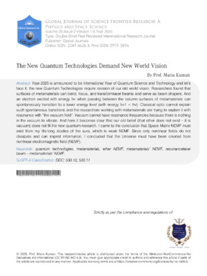 The New Quantum Technologies Demand New World Vision