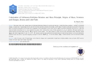 Colorization of Gell-Mann-Nishijima Relation and Mass Principle, Origins of Mass; Fermions and Charges, Bosons and Color-Pairs