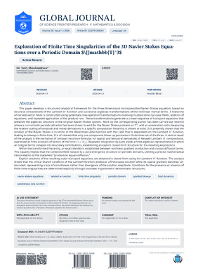 Exploration of Finite Time Singularities of the 3D Navier Stokes Equations over a Periodic Domain T³