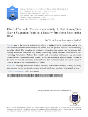 Effect of Variable Thermal Conductivity & Heat Source/Sink Near a Stagnation Point on a Linearly Stretching Sheet using HPM