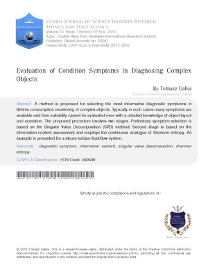 Evaluation of Condition Symptoms in Diagnosing Complex Objects