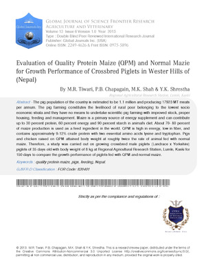 Evaluation of Quality Protein Maize (QPM) and Normal Mazie for Growth Performance of Crossbred Piglets in Wester Hills of Nepal