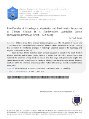 Five Decades of Hydrological, Vegetation and Biodiversity Responses to Climate Change in a Southwestern Australian Jarrah ( Eucalyptus marginata) forest (1972-2024)