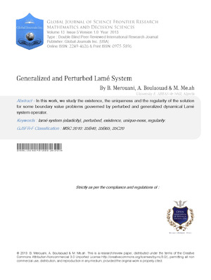 Generalized And Perturbed LamA System