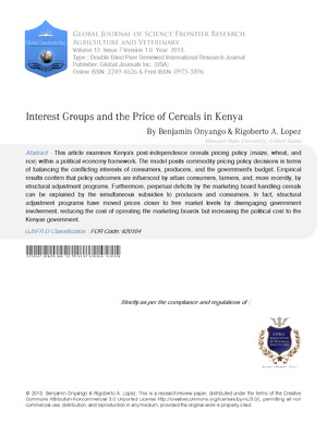 Interest Groups and the Price of Cereals in Kenya