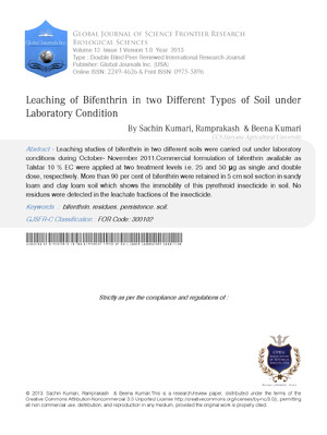 Leaching of Bifenthrin in Two Different Types of Soil under Laboratory Condition