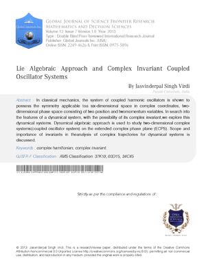 Lie Algebraic Approach and Complex Invariant Coupled Oscillator Systems