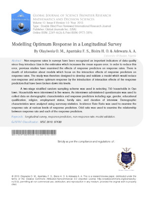 Modelling Optimum Response in a Longitudinal Survey