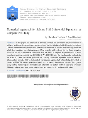 Numerical Approach for Solving Stiff Differential Equations: A Comparative Study