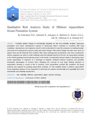 Qualitative Risk Analysis Study of Offshore Aquaculture Ocean Plantation System