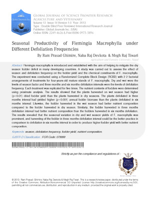 Seasonal Productivity of Flemingia Macrophylla under Different Defoliation Frequencies