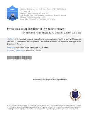 Sntheses and Applications of Pyrimidinethiones