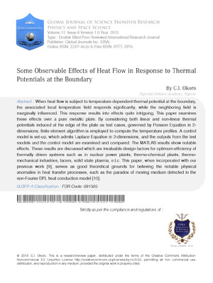Some Observable Effects of Heat Flow in Response to Thermal Potentials at the Boundary