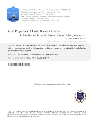 Some Properties of Finite Boolean Algebra