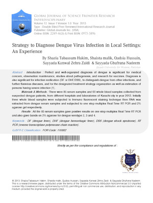 Strategy to Diagnose Dengue Virus Infection in Local Settings: An Experience
