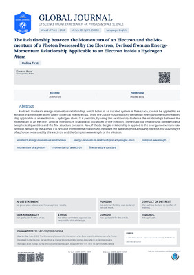 The Relationship between the Momentum of an Electron and the Momentum of a Photon Possessed by the Electron, Derived from an Energy-Momentum Relationship Applicable to an Electron inside a Hydrogen Atom