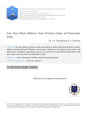 Two New Black Mildews from Western Ghats of Peninsular India